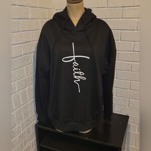 Faith" Graphic Pullover Hoodie Size Large